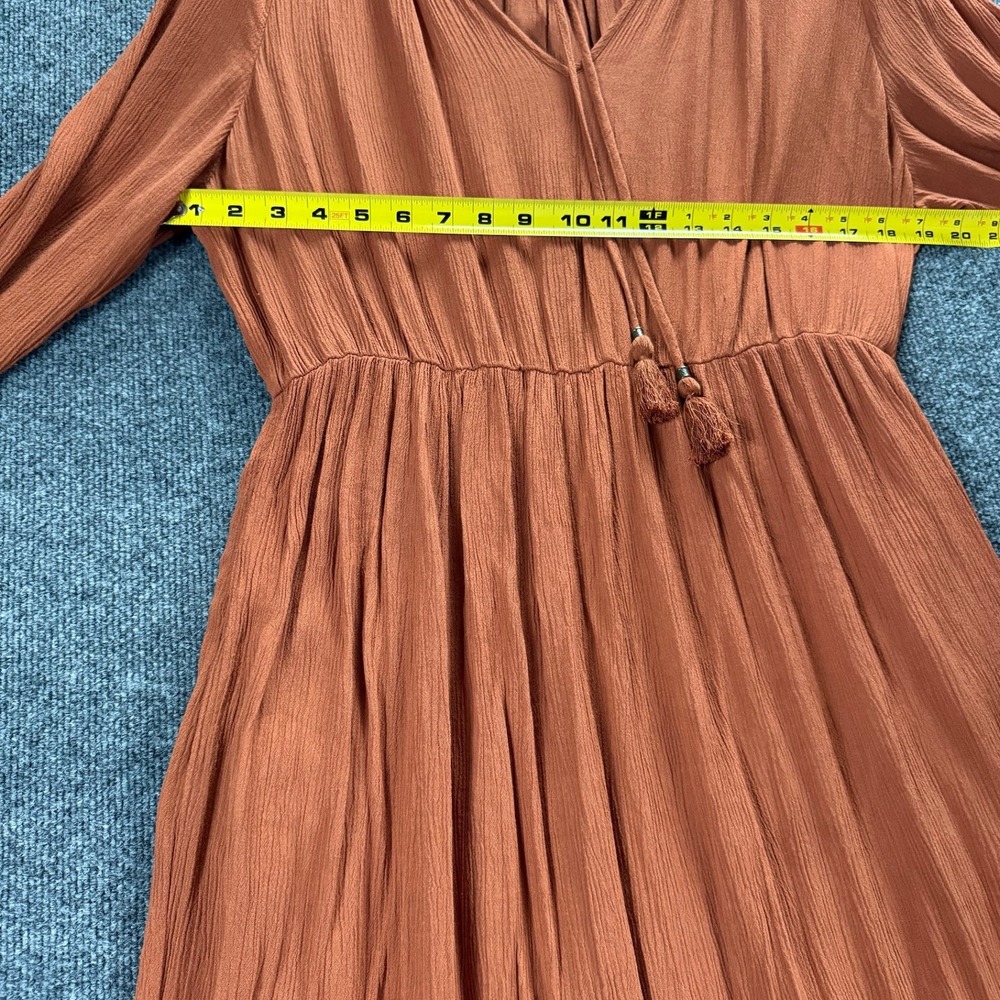 Knox Rose Orange Boho Midi Dress Women's Medium Approx Tiered Ruffle Long Sleeve - Picture 4 of 14